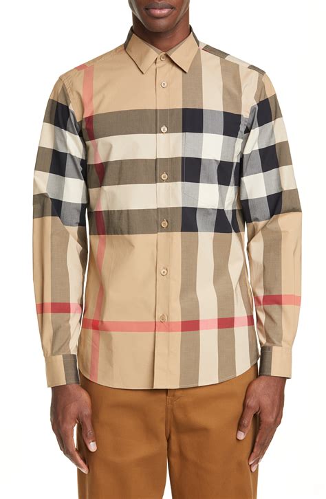 burberry men's check shirt|Burberry men's button up shirt.